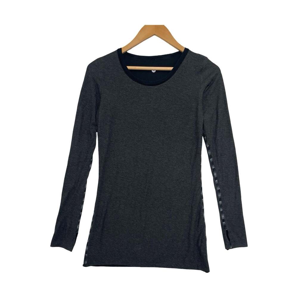 Lululemon Top Womens Small Gray Lined Long Sleeve Yoga Running Stretch Athletic